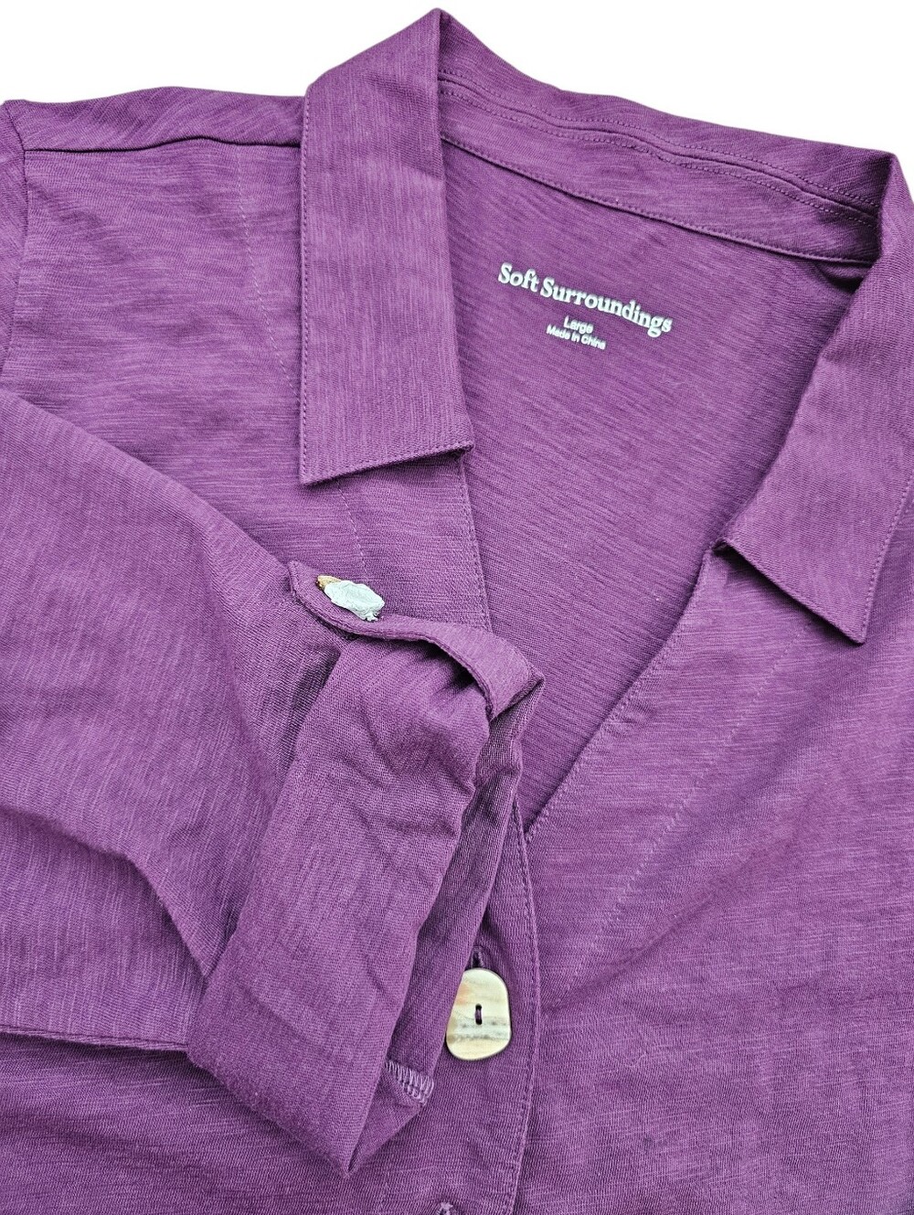 Soft Surroundings Danielle 3/4 Sleeve Purple Size Large